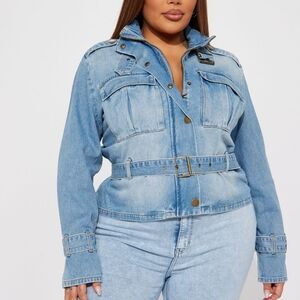 Brand New FashionNova Here we go Denim Cargo Jacket